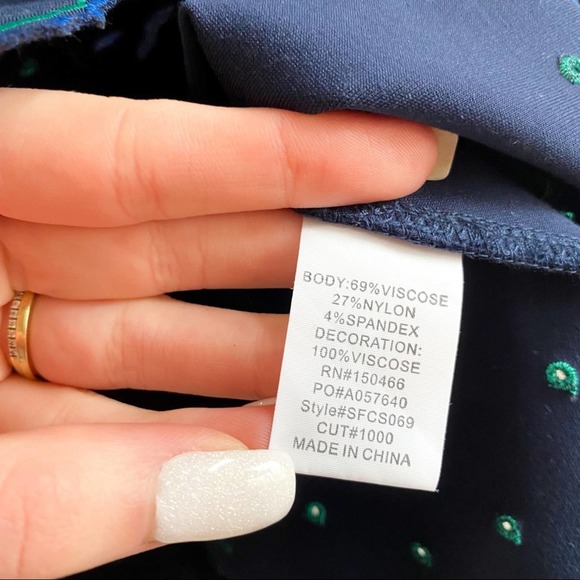 NEW Stitch Fix 41 Hawthorn Navy Blue Embroidered Paloma A Line Fit & Flare Dress - Picture 6 of 7